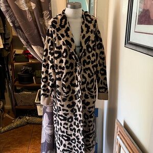 Torrid Brown & Black Animal Print “Coatigan” Long Cardigan Sweater Size 1